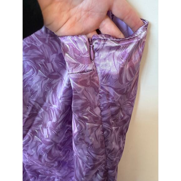 And Now This Satin Floral Mini Slip Dress Purple Large bohemian - Picture 5 of 12